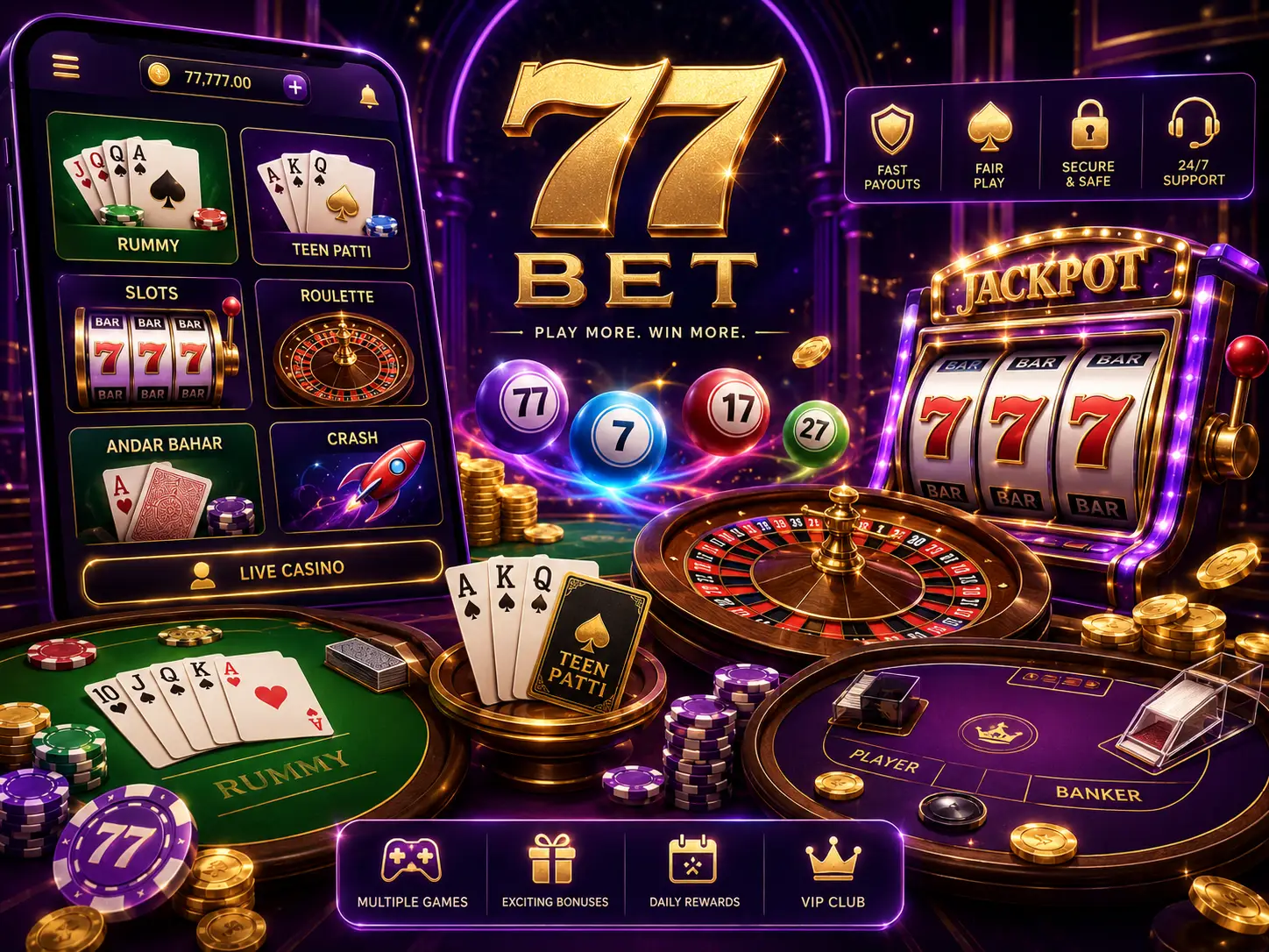 Rummy Games and Card Table Play on 77 Bet